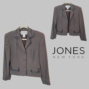 Vintage Jones New York Brown Longsleeve Business Casual Blazer Jacket Womens 6